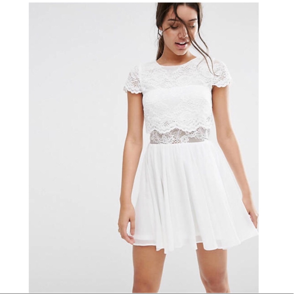 ASOS Crop Top White Lace Dress